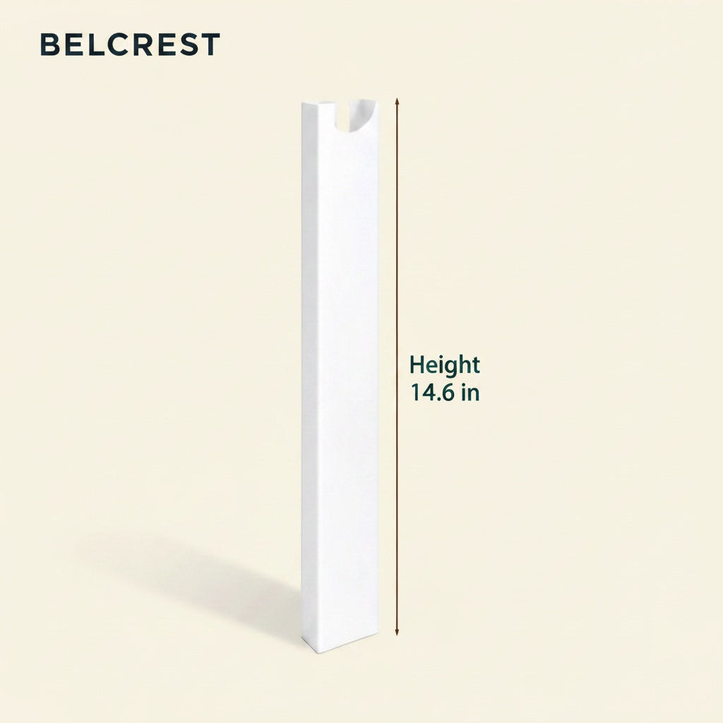 Belcrest white aluminum alloy adjustable standing desk cable management system, 14.6 inches tall.