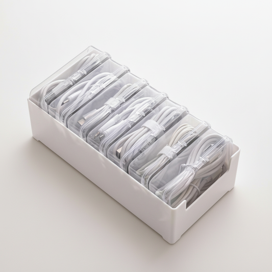 7-Compartment Cable Organizer Box — Desktop Storage for Home Office - product photo