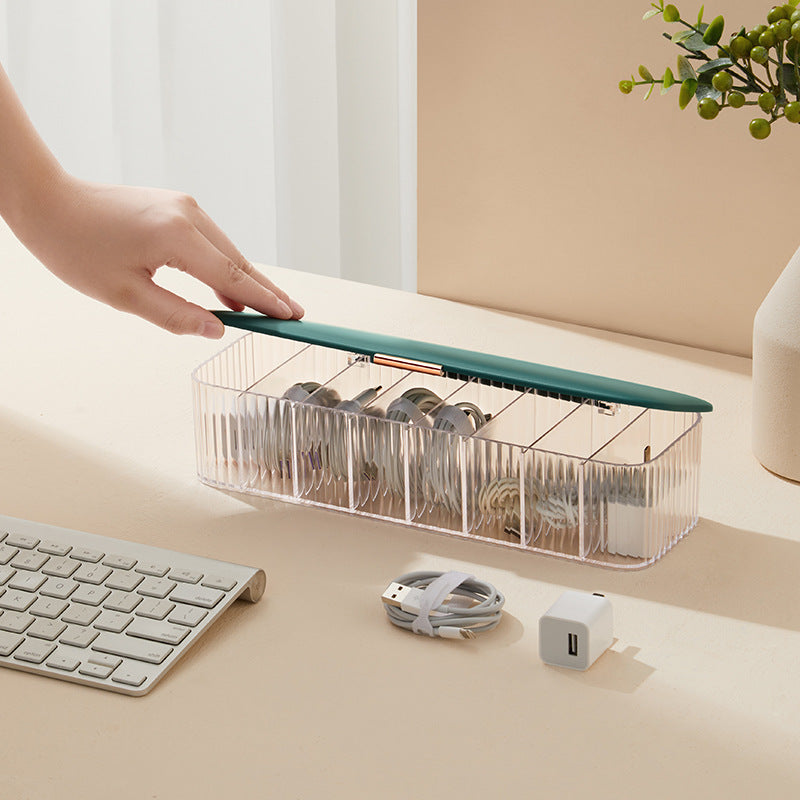 8-Compartment Cable Storage Box — detail view for clean desk setup