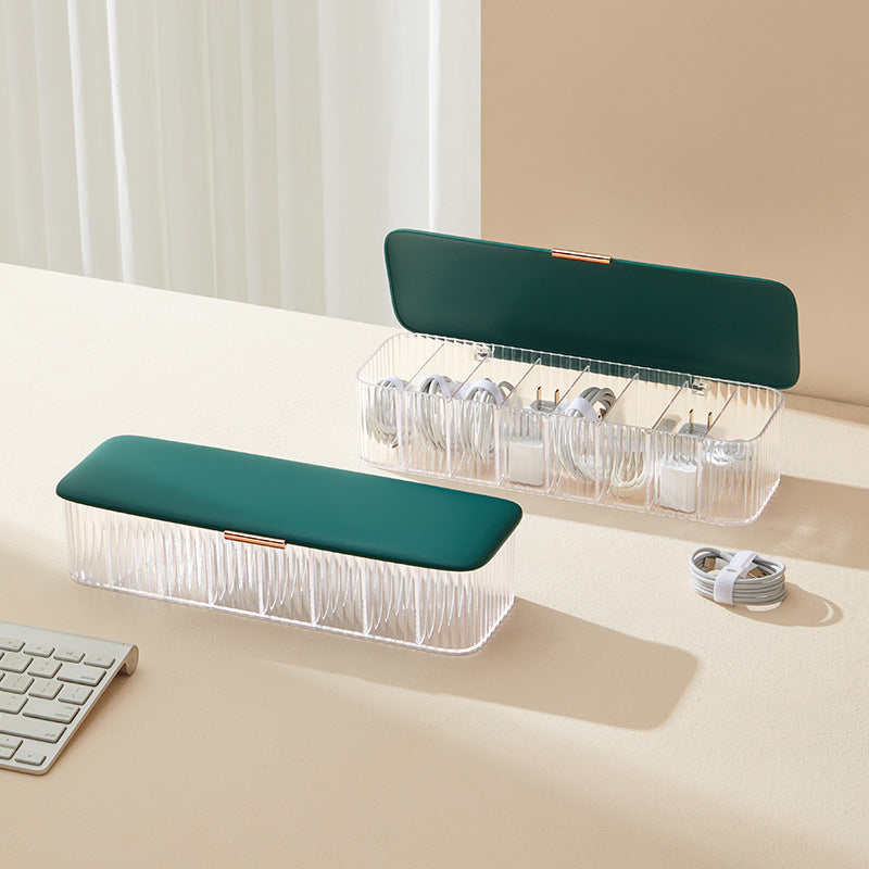 8-Compartment Cable Storage Box for a clean desk setup — product front view
