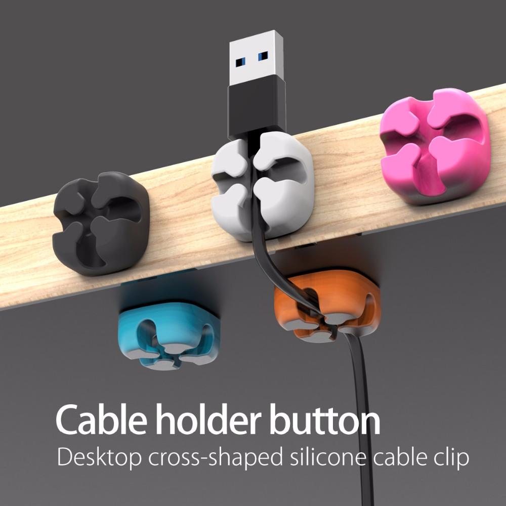 Silicone Cable Clips 10-Pack in use on a clean desk setup
