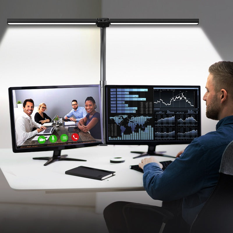 Dual-Head LED Desk Lamp — detail view for gaming desk setup