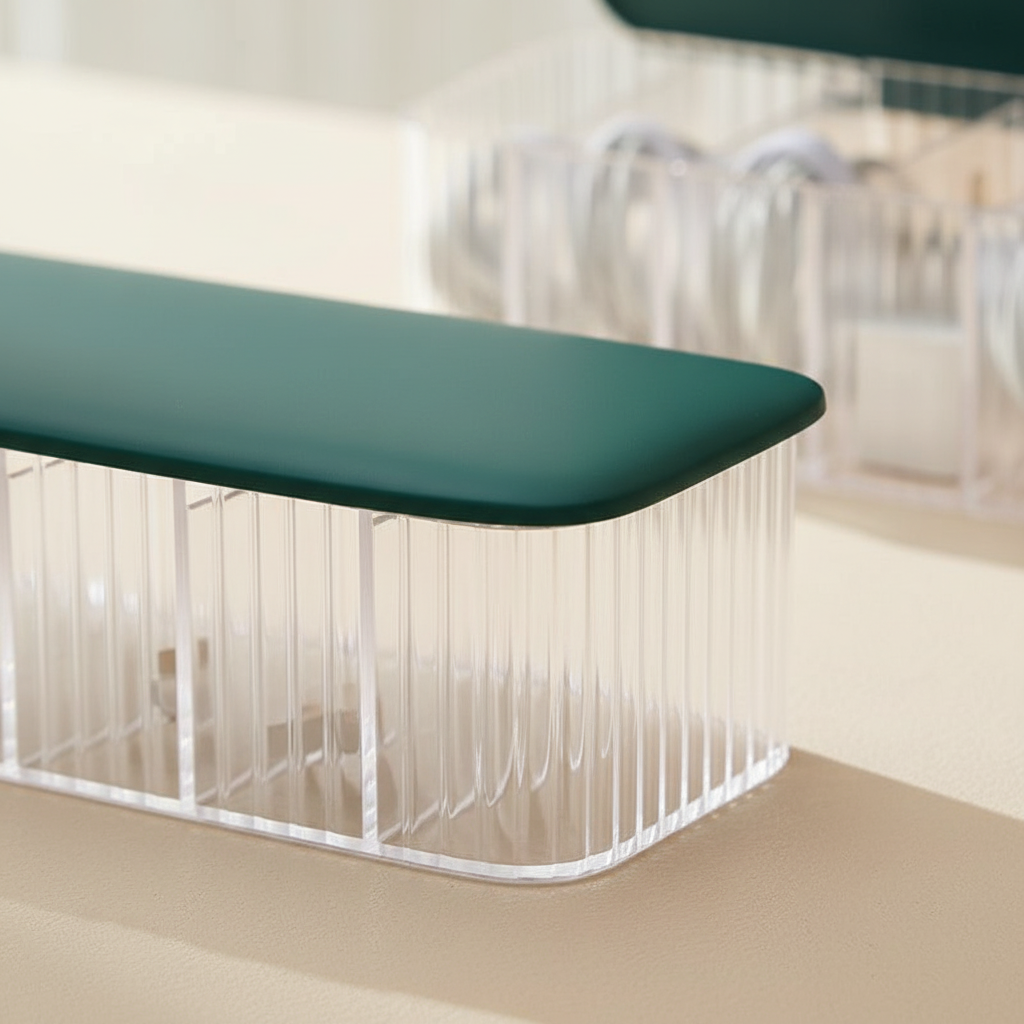 8-Compartment Cable Storage Box — Dustproof Desk Organizer - material detail