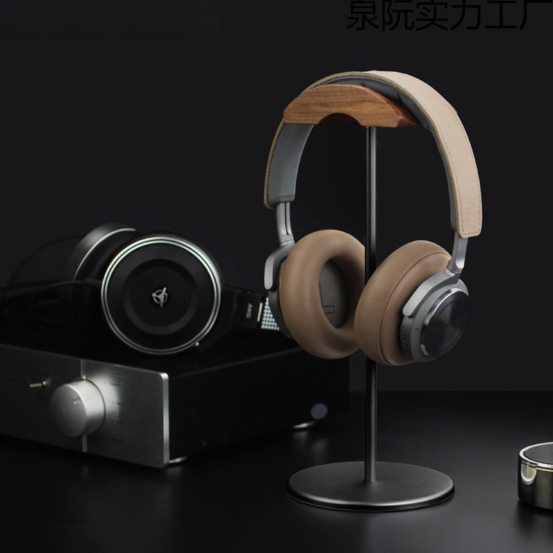 Walnut & Aluminum Headphone Stand for a minimalist desk setup — product front view
