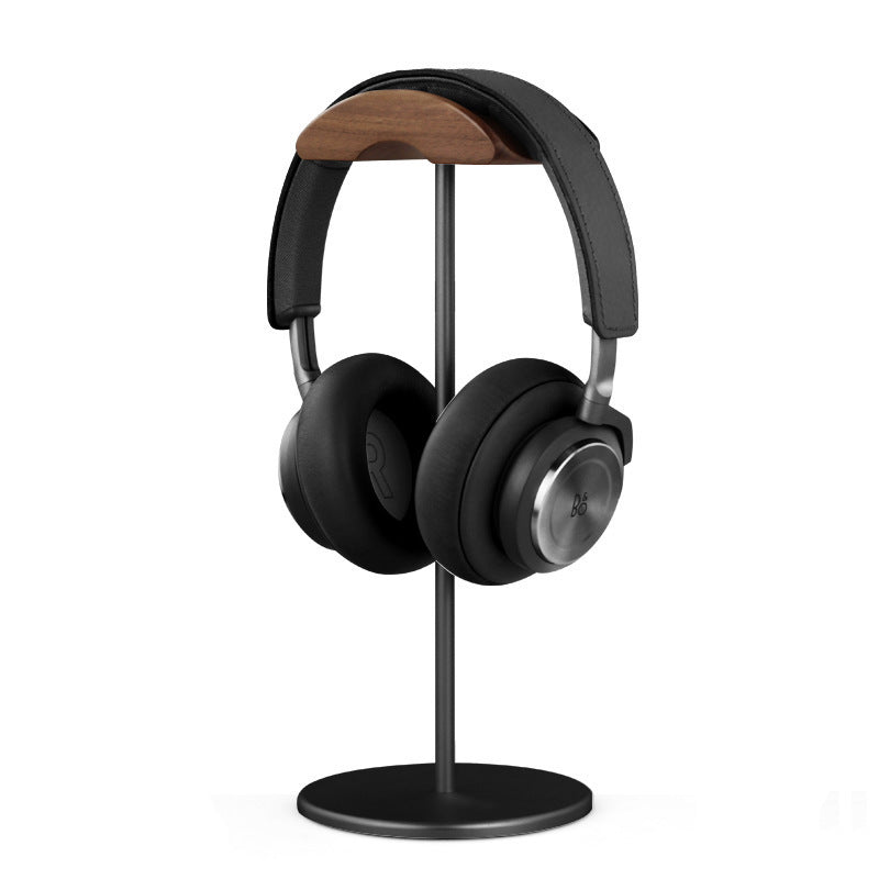 Walnut & Aluminum Headphone Stand — detail view for minimalist desk setup