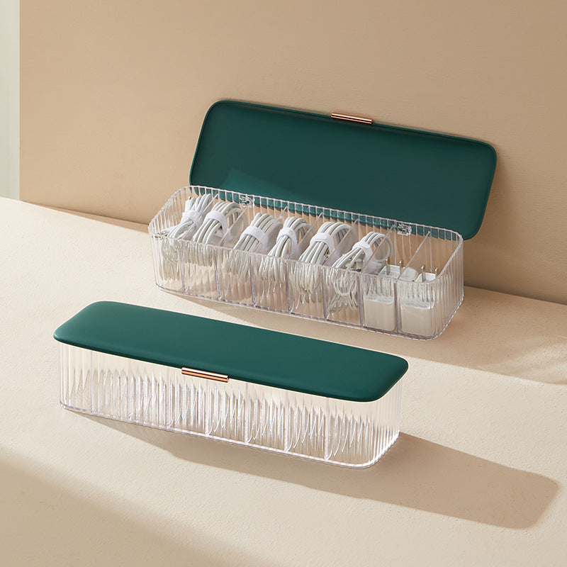 8-Compartment Cable Storage Box — detail view for clean desk setup