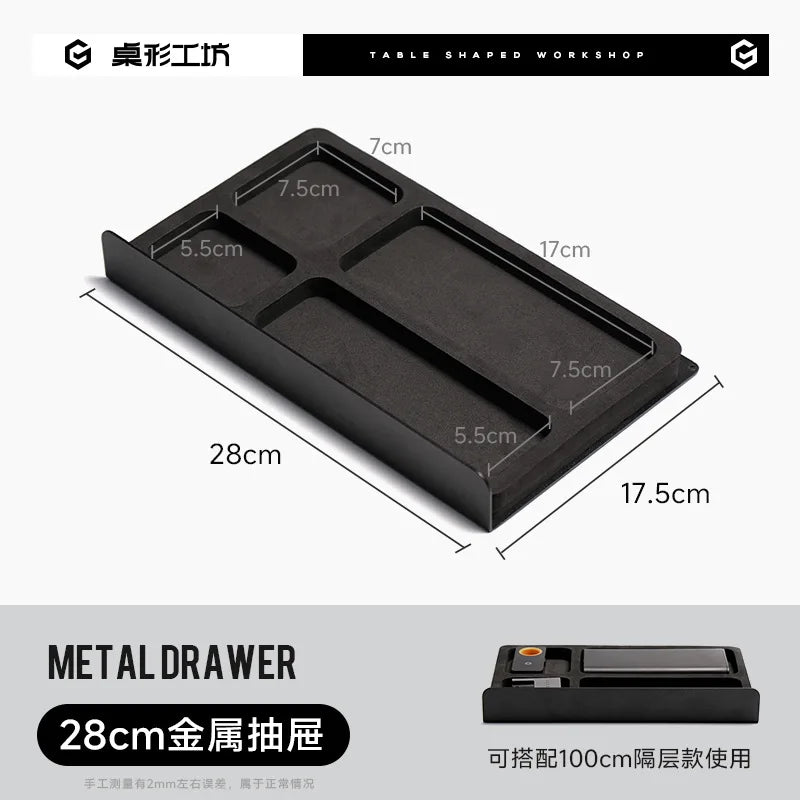 Black Walnut Monitor Stand - 11 in Metal Drawer