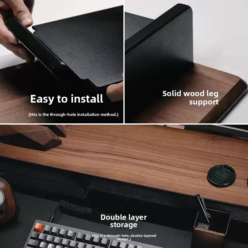 Black Walnut Monitor Stand - features