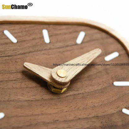 Black Walnut Silent Desk Clock - angle view