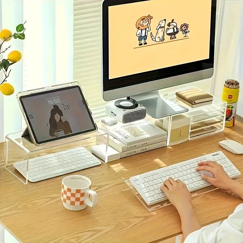 Clear Acrylic Keyboard Stand — detail view for desk setup