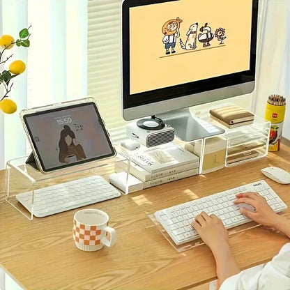 Clear Acrylic Keyboard Stand — detail view for desk setup