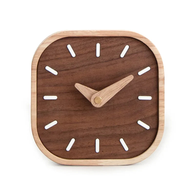 Black Walnut Silent Desk Clock - 13.4x13.4cm