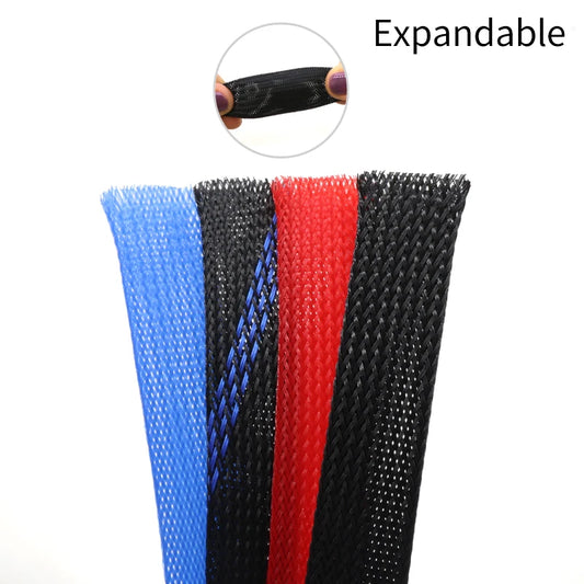 Expandable Braided Cable Sleeve in use on a clean desk setup