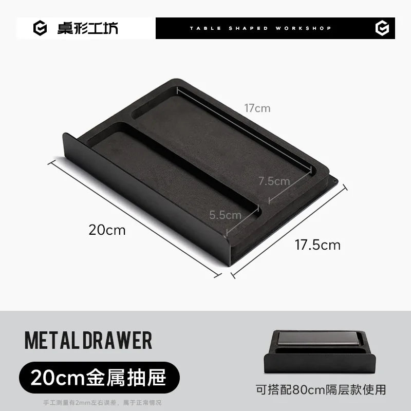 Black Walnut Monitor Stand - 8 in Metal Drawer