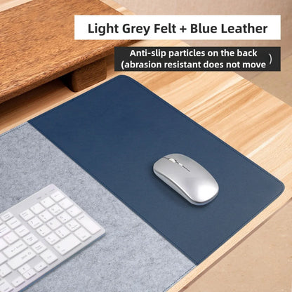 Double-Sided Desk Mat - Light Grey-Blue / 90x40cm