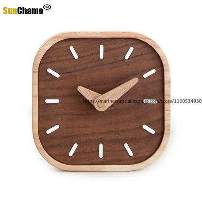 Black Walnut Silent Desk Clock — detail view for WFH desk setup