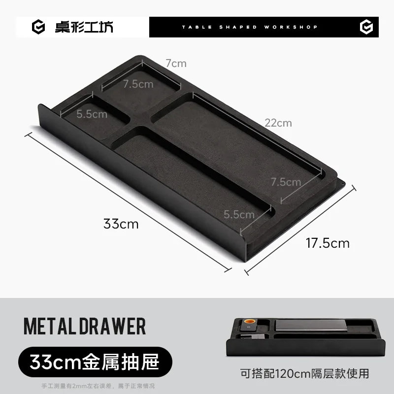 Black Walnut Monitor Stand - 13 in Metal Drawer