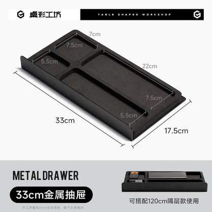 Black Walnut Monitor Stand - 13 in Metal Drawer