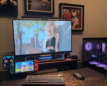 Black Walnut Monitor Stand - in use