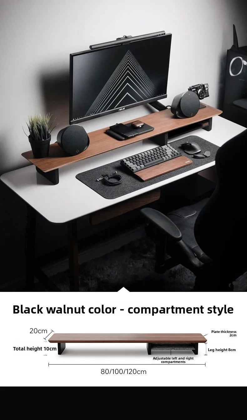 Black Walnut Monitor Stand - angle view