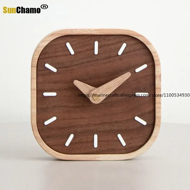 Black Walnut Silent Desk Clock — detail view for WFH desk setup