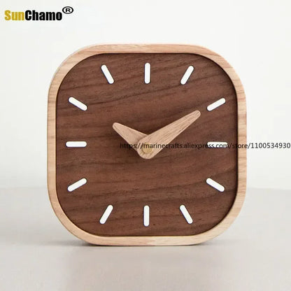 Black Walnut Silent Desk Clock — detail view for WFH desk setup