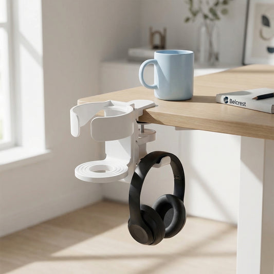 Under Desk Cup Holder And Headphone Hook lifestyle image 1