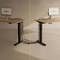 Belcrest adjustable standing desk cable management system in aluminum alloy with neodymium magnets, keeping cables organized.