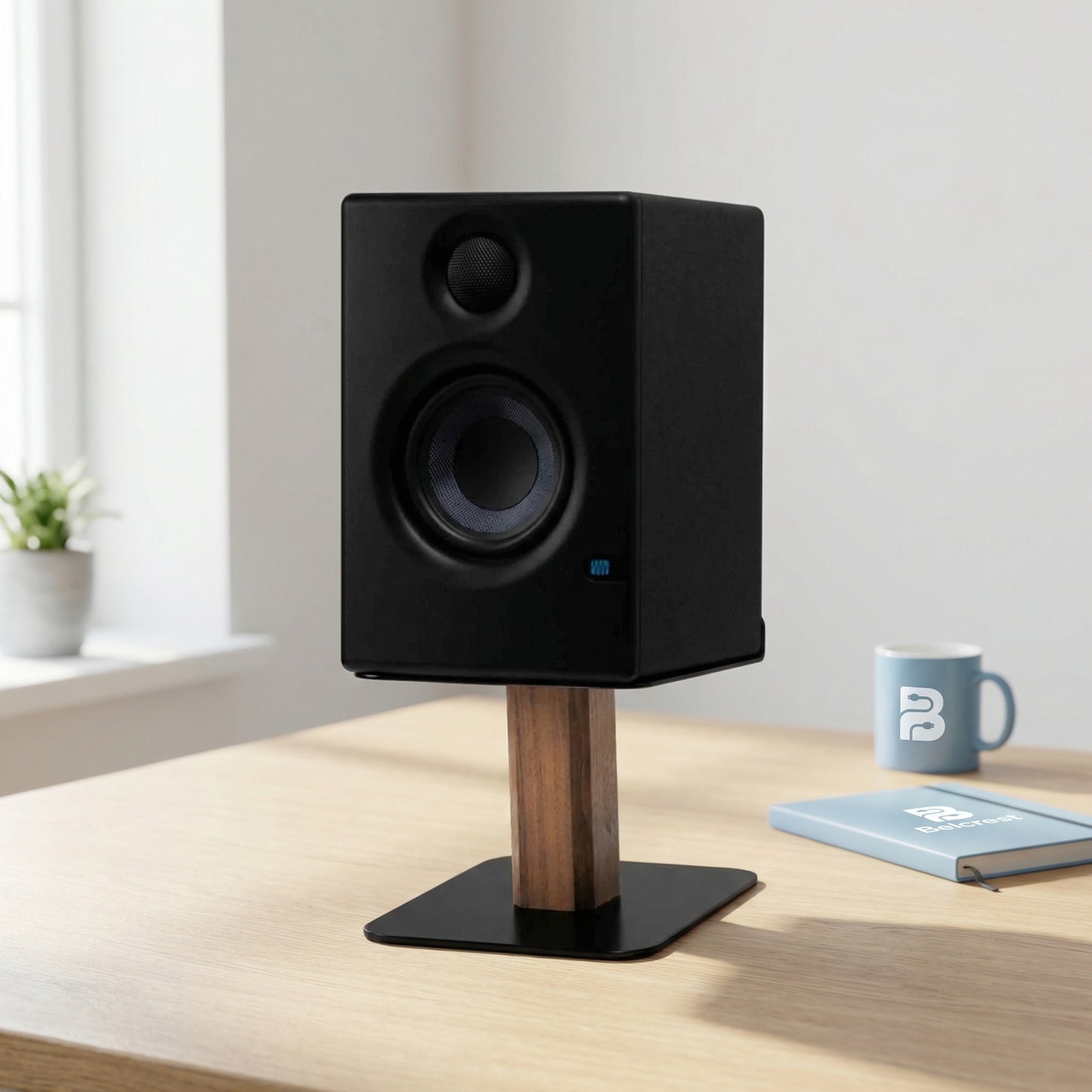Black Walnut Desktop Speaker Stands lifestyle image 2