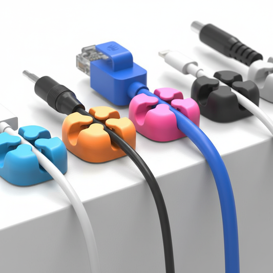 Silicone Cable Clips 10-Pack — Colorful Desk Cord Organizers - material detail