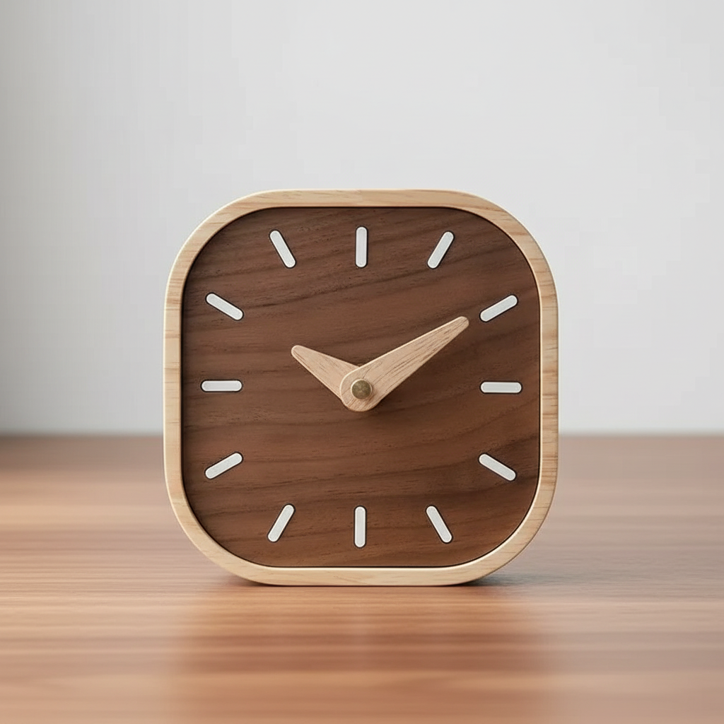 Black Walnut Silent Desk Clock — Nordic Home Office Decor - alternate view