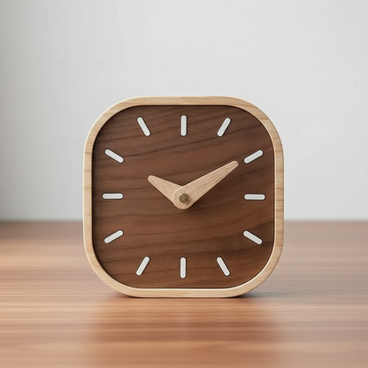 Black Walnut Silent Desk Clock — Nordic Home Office Decor - alternate view