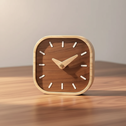 Black Walnut Silent Desk Clock — Nordic Home Office Decor - product photo
