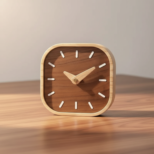 Black Walnut Silent Desk Clock — Nordic Home Office Decor - product photo