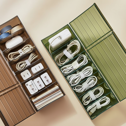 Compact Cord Organizer Box — Desktop Cable Storage for Setups - product photo