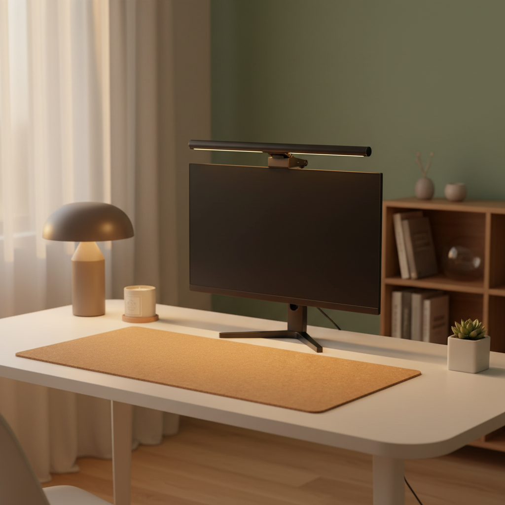 Monitor Light Bar — USB Desk Lamp for Home Office on styled home office desk