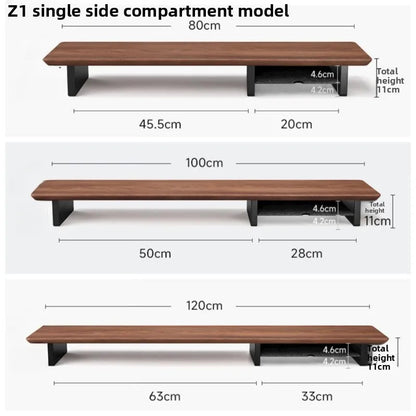 Black Walnut Monitor Stand With Side Shelf studio image